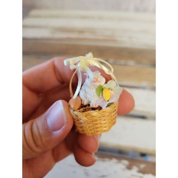 Easter rabbit basket mini village home decor - Picture 6 of 7